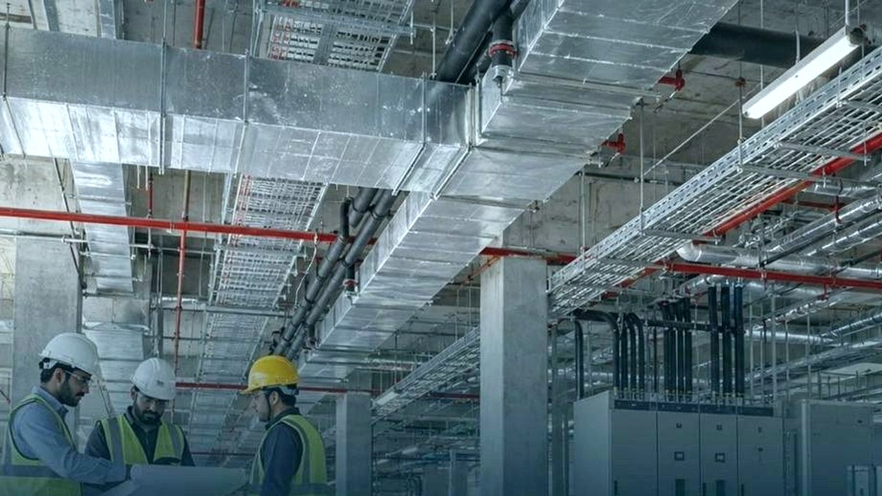 مهندسون تحت شبكات التكييف والكهرباء